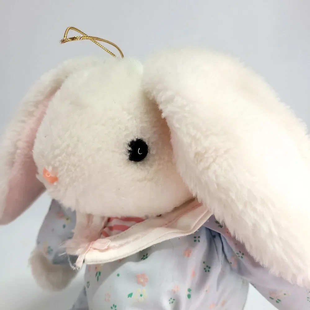 Vtg Cricket International nylon Easter Bunny Rabbit Plush 14” flowers Jumpsuit
